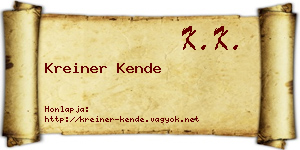 Kreiner Kende névjegykártya